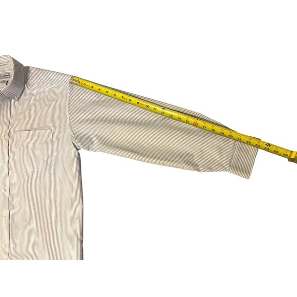 L.L.Bean Men's Button Down Long Sleeve Collared White and Blue Striped Shirt Siz - Picture 12 of 15